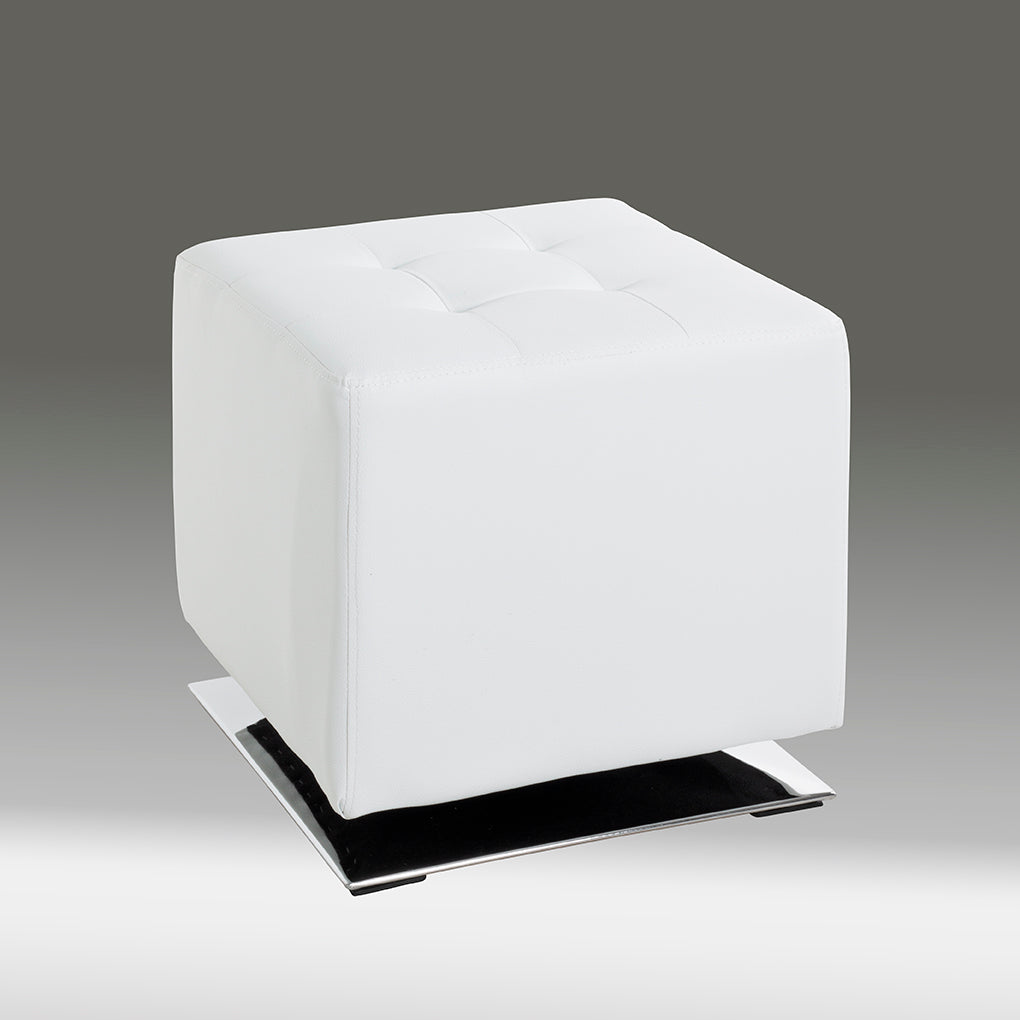 HAKU Möbel Hocker aus Textil gepolstert 40 x 40 x 42 cm in Chrom, Weiss