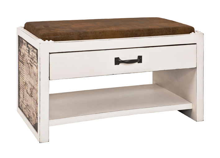 HAKU Möbel Schuhbank aus MDF gepolstert in Weiss 72 x 38 x 42 cm