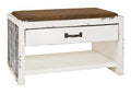 HAKU Möbel Schuhbank aus MDF gepolstert in Weiss 72 x 38 x 42 cm