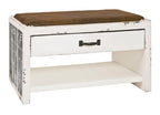 HAKU Möbel Schuhbank aus MDF gepolstert in Weiss 72 x 38 x 42 cm