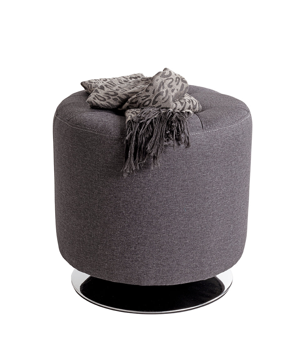 HAKU Möbel Hocker aus Textil gepolstert 44 x 43 cm in Anthrazit, Chrom