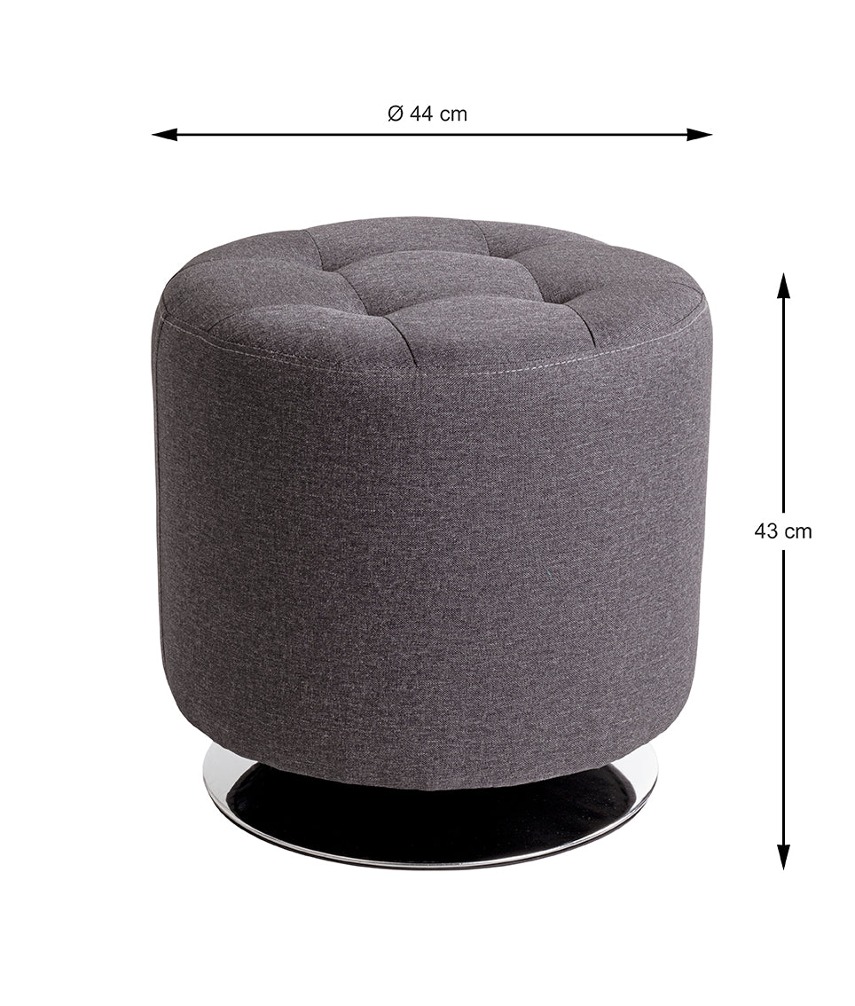 HAKU Möbel Hocker aus Textil gepolstert 44 x 43 cm in Anthrazit, Chrom