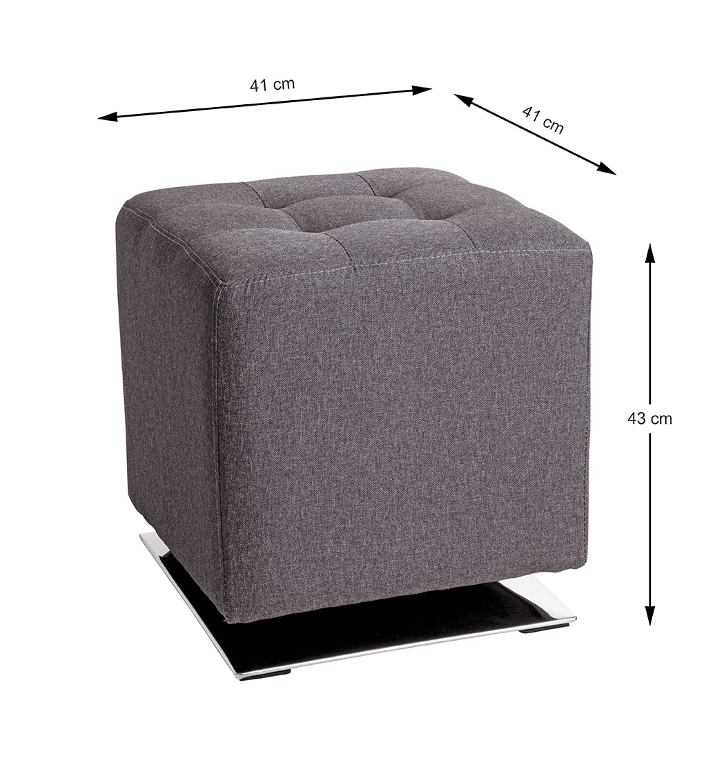 HAKU Möbel Hocker aus Textil gepolstert 41 x 41 x 43 cm in Anthrazit, Chrom