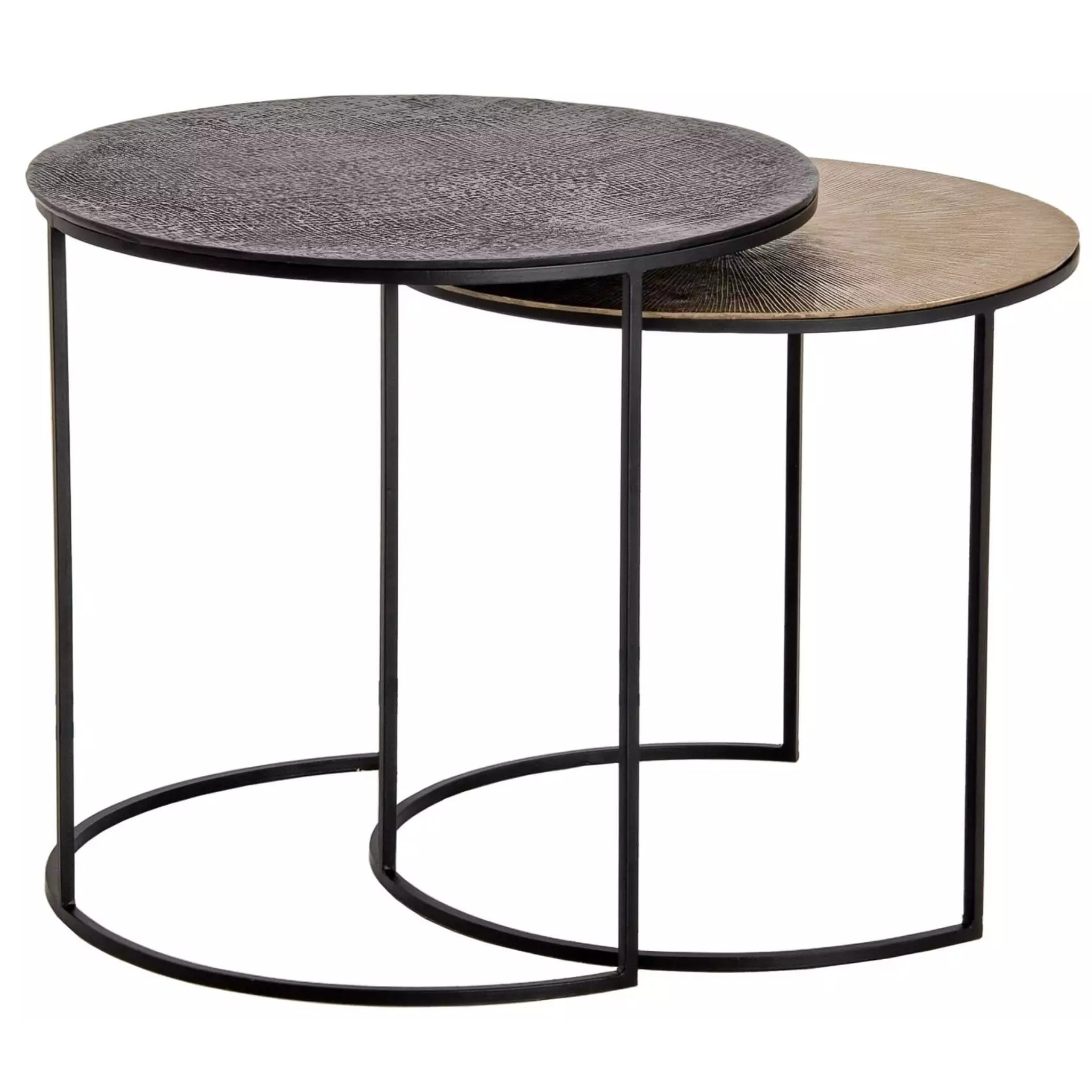 Gutmann Beistelltische Mix Match Kupfer - modernes Designerset mit schwarzem Metallgestell
