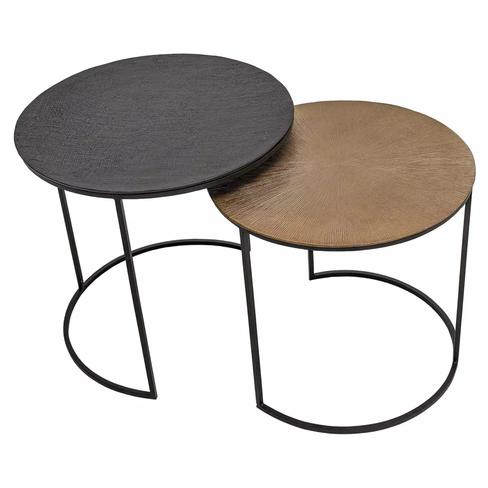 Gutmann Beistelltische Mix Match in Kupfer und Schwarz mit Metallgestell – modernes Designermöbel Set