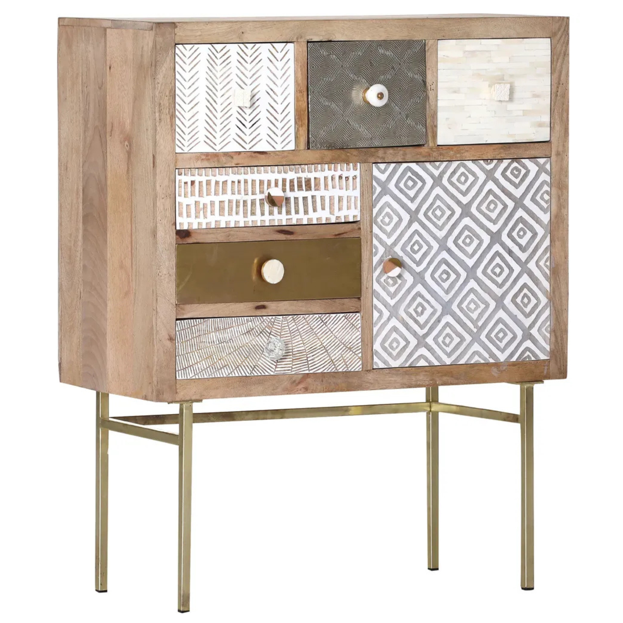 Kommode Linea von Gutmann: Holzkommode mit Mustern, Schubladen & Metallbeinen.