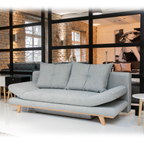 Gutmann Bettsofa Midnight in Grau mit Holzbeinen im Industrial-Loft-Stil