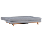 Gutmann Bettsofa Midnight in Grau, ausgeklappt als Bett mit Bouclé-Bezug und Holzfüssen