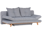 Gutmann Bettsofa Midnight in Grau mit Holzfüssen und zwei Kissen – elegantes Schlafsofa in modernem Skandi-Design
