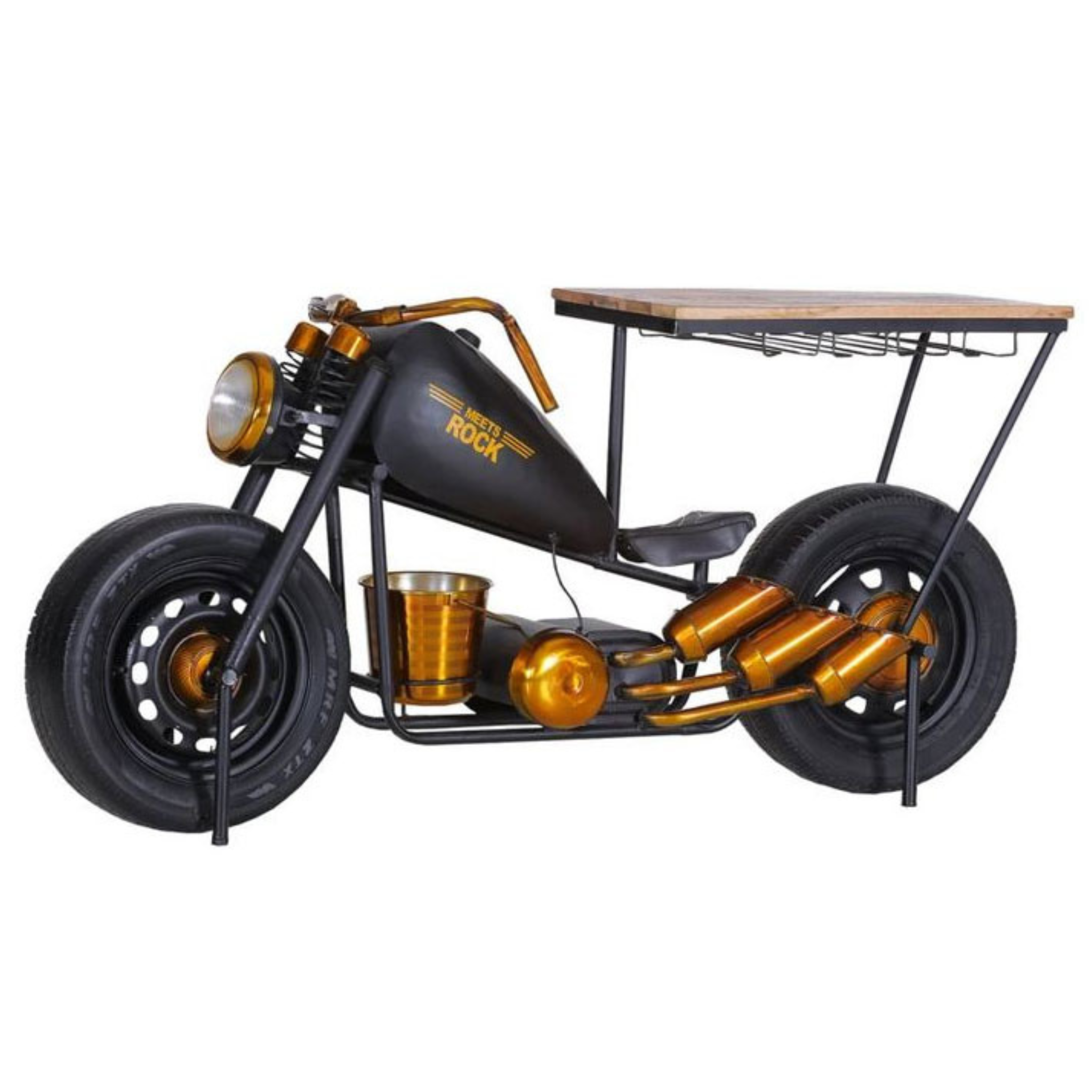 Gutmann Bar Chopper Slow Ride - Motorrad-Design Barhocker mit Baldachin, schwarz-gold