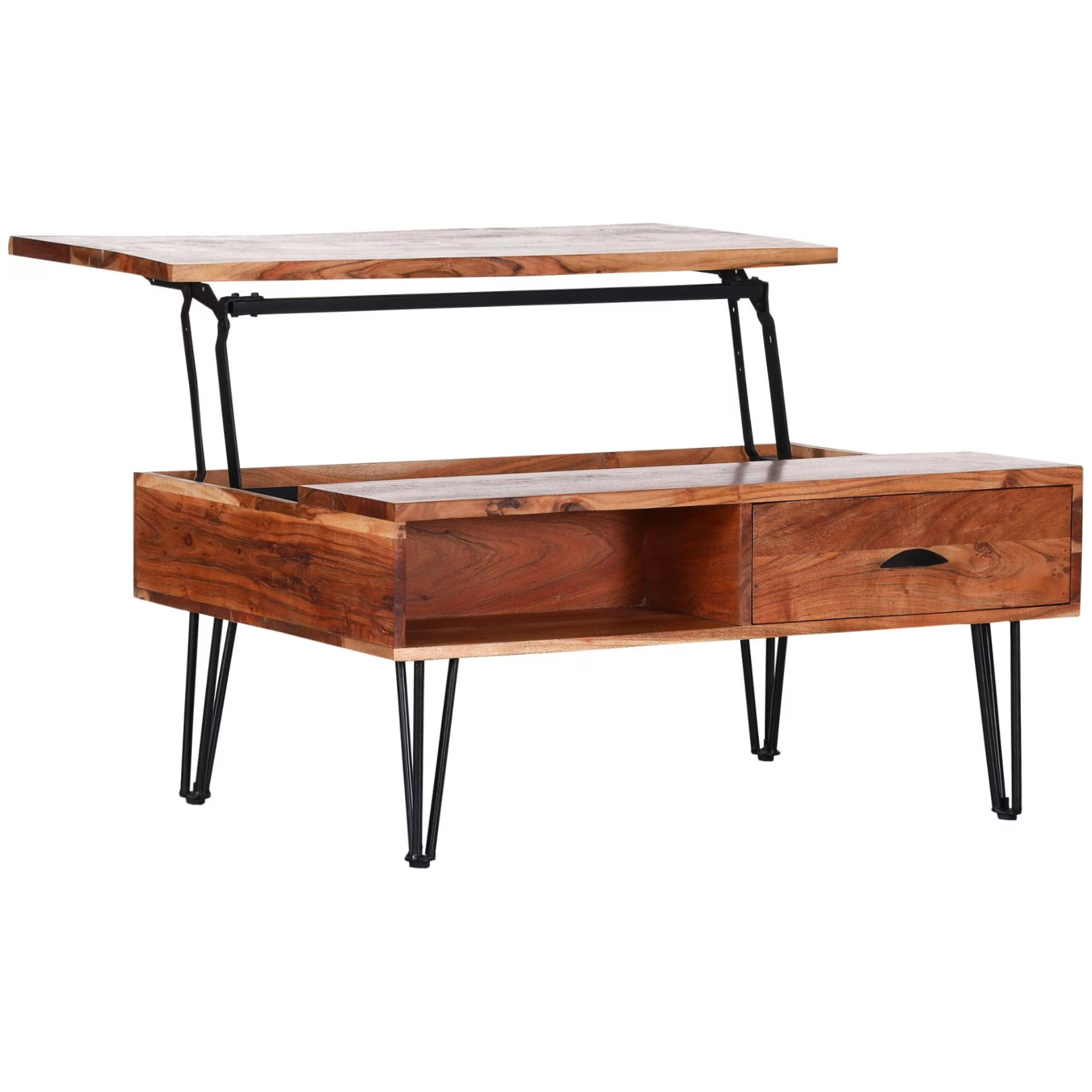 Gutmann Salontisch Grace Lift-Up mit Stauraum und Metallbeinen, Retro Design