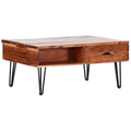Gutmann Salontisch Grace Lift Up - Couchtisch aus Sheesham Holz mit schwarzen Metallbeinen