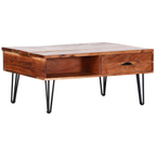 Gutmann Salontisch Grace Lift Up - Couchtisch aus Sheesham Holz mit schwarzen Metallbeinen