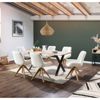 Gutmann Stuhl Wolly weiß - moderner Esszimmerstuhl mit Holzbeinen in stilvollem Esszimmer-Ambiente