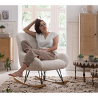 Gutmann Schaukelstuhl Wolly creme, moderner Relaxsessel mit Schaukelgestell in heller Wohnstube