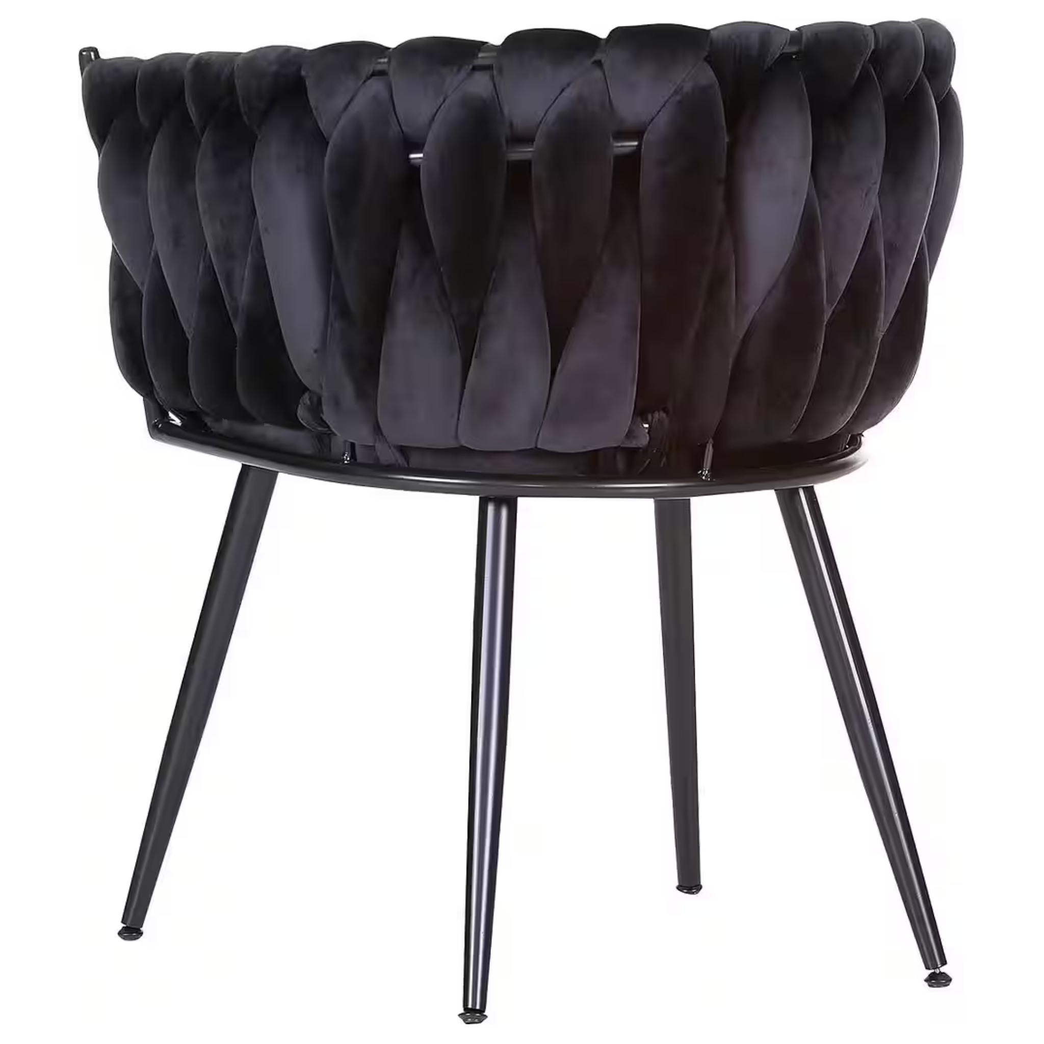 Weavy Samtsessel Schwarz - Moderner Designerstuhl mit Korbgeflecht und Metallbeinen von Gutmann
