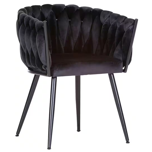 Gutmann Weavy Stuhl aus schwarzem Samt mit modernem Design und Metallbeinen - eleganter Esszimmerstuhl