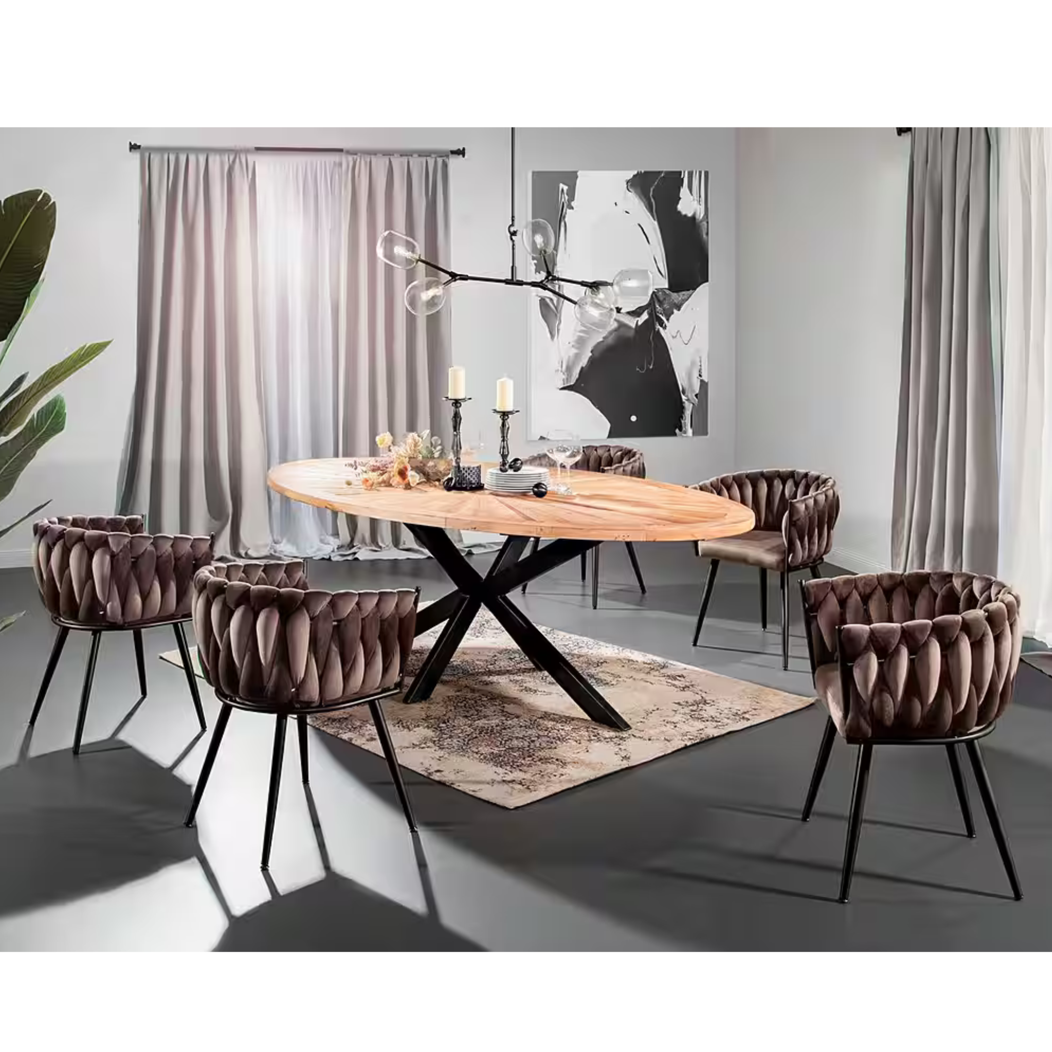Gutmann Stuhl Weavy Samtsessel Braun - Moderner Designerstuhl für elegante Esszimmer