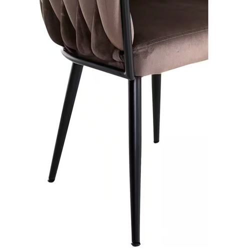 Gutmann Stuhl Weavy aus Samt in Braun mit schwarzen Metallbeinen - moderner Designstuhl