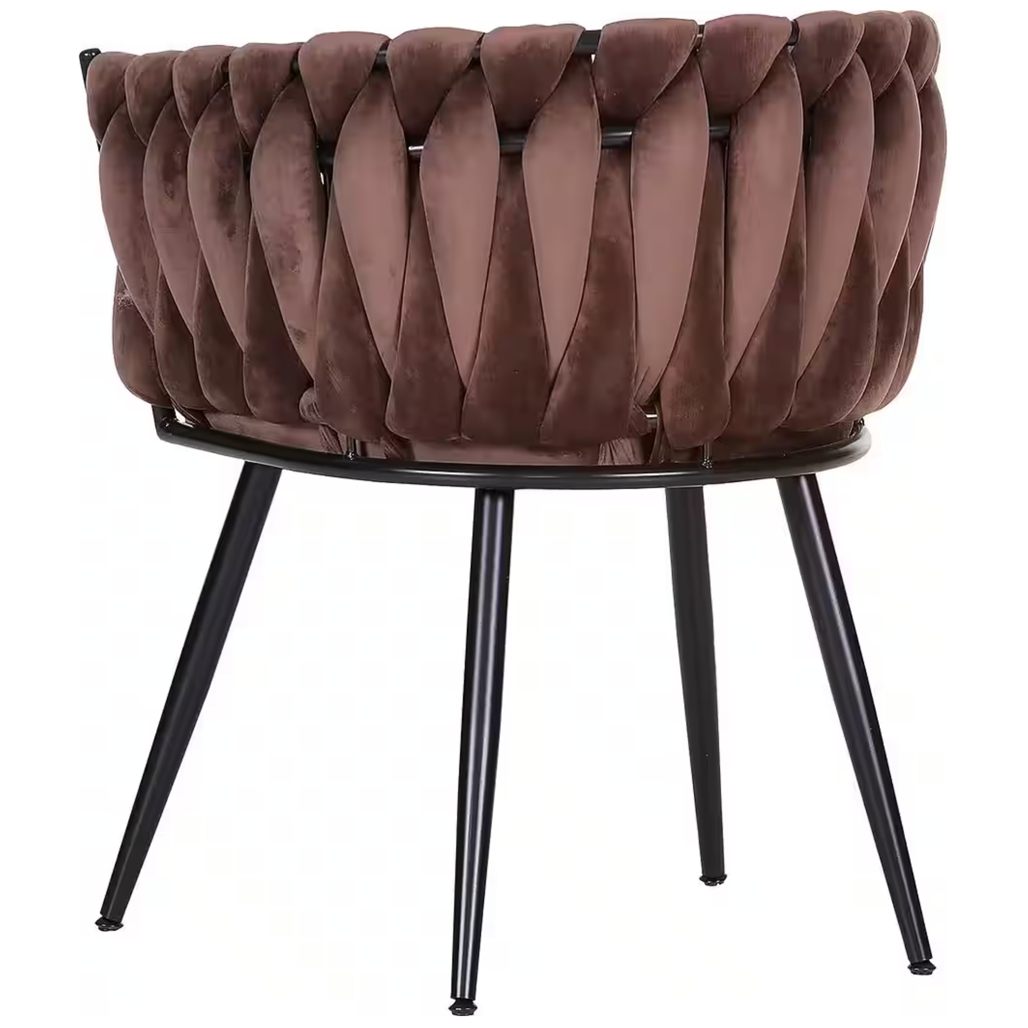 Gutmann Stuhl Weavy Samt braun - moderner Designerstuhl mit geflochtener Rückenlehne und schwarzen Metallbeinen