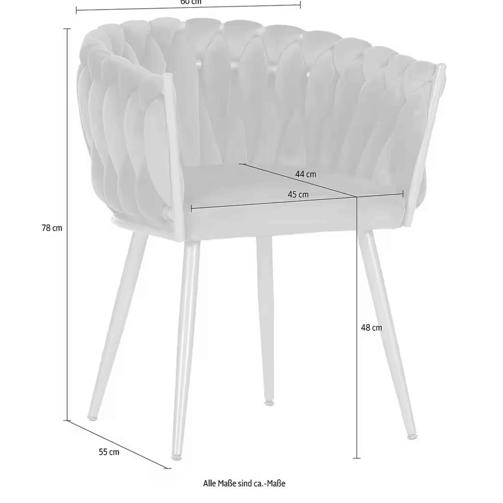 Gutmann Stuhl Weavy Samt Braun - moderne Designermöbel mit Maßangaben