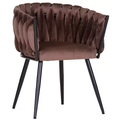 Gutmann Stuhl Weavy aus Samt in Braun mit schwarzen Metallbeinen – moderner Design-Stuhl