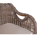 Rattan Sessel grau mit Armlehnen - moderner Loungesessel aus Naturmaterial für Innen- und Außenbereich