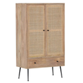Highboard Liam mit Rattangeflecht - Holzschrank mit 2 Türen und Schublade