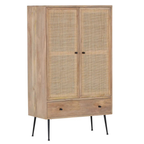 Highboard Liam mit Rattangeflecht - Holzschrank mit 2 Türen und Schublade
