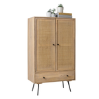 Gutmann Highboard Liam mit Rattangeflecht, Holz natur, Vintage-Stil Kommode mit Beinen