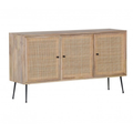 Gutmann Sideboard Liam 3-türig mit Rattan und Holz - modernes Design mit Metallbeinen