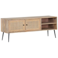 Gutmann Lowboard Liam mit Rattan-Geflecht, Holz, schwarze Metallbeine, TV-Möbel