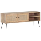 Gutmann Lowboard Liam mit Rattan-Geflecht, Holz, schwarze Metallbeine, TV-Möbel