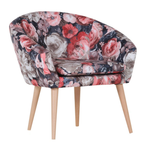 Gutmann Sessel Tiptoe mit Blumenmuster in Rot und Rosa auf hellen Holzbeinen