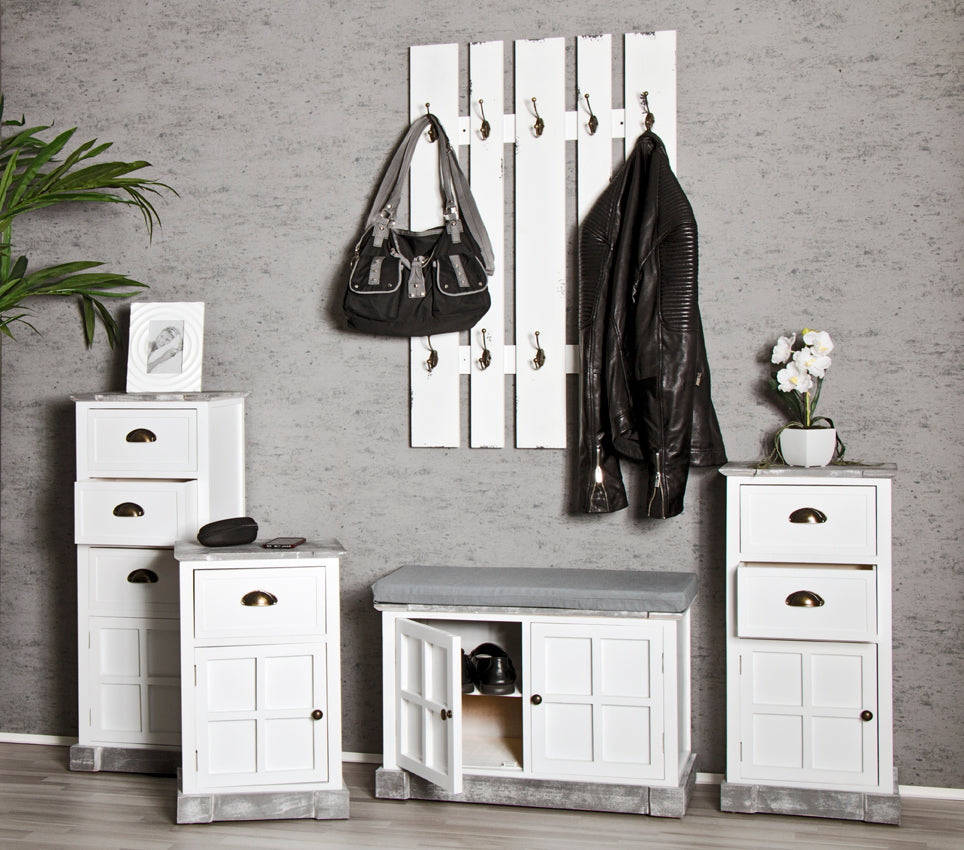 HAKU Möbel Wandgarderobe aus MDF 65 x 9 x 100 cm in Weiss
