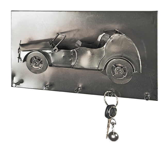 HAKU Möbel Wandgarderobe aus Metall Motiv Auto in Anthrazit