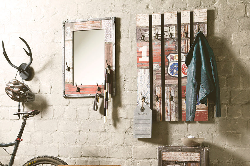 HAKU Möbel Wandgarderobe aus MDF Motiv Schriftzug in Braun 65 x 9 x 100 cm