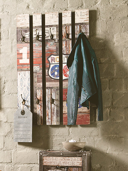 HAKU Möbel Wandgarderobe aus MDF Motiv Schriftzug in Braun 65 x 9 x 100 cm