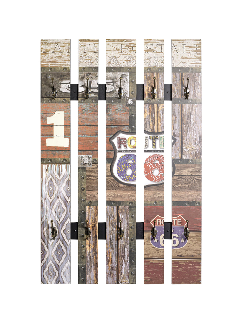 HAKU Möbel Wandgarderobe aus MDF Motiv Schriftzug in Braun 65 x 9 x 100 cm