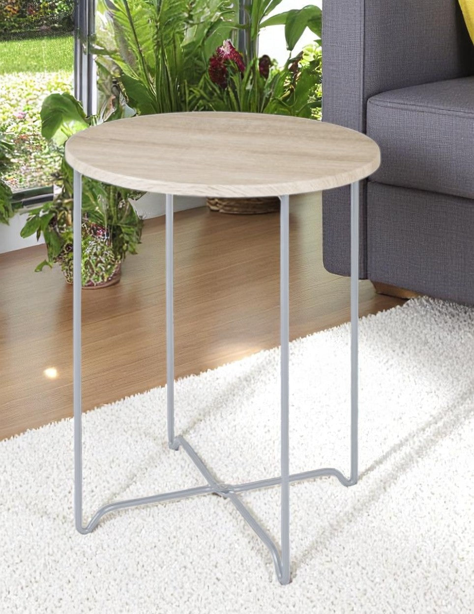HAKU Möbel Beistelltisch aus MDF X-Gestell in Braun 40 x 52 cm