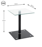 HAKU Möbel Beistelltisch aus Metall mit Glas 40 x 40 x 52 cm in Schwarz