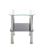 HAKU Möbel Beistelltisch aus Edelstahl mit Glas in Silber 40 x 40 x 47 cm in Edelstahl, Schwarz