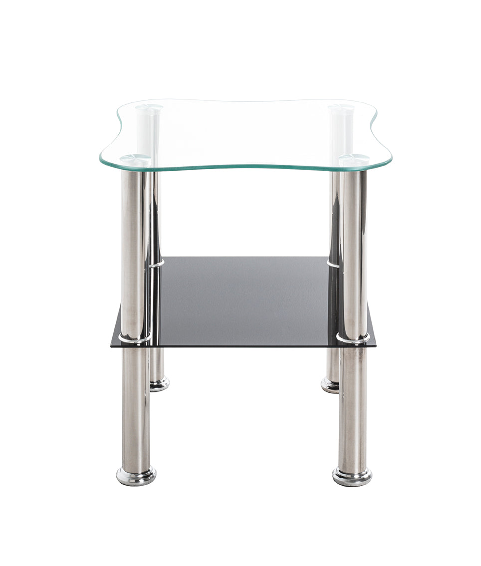 HAKU Möbel Beistelltisch aus Edelstahl mit Glas in Silber 40 x 40 x 47 cm in Edelstahl, Schwarz