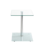 HAKU Möbel Beistelltisch aus Metall mit Glas 40 x 40 x 52 cm in Alu, Satiniert
