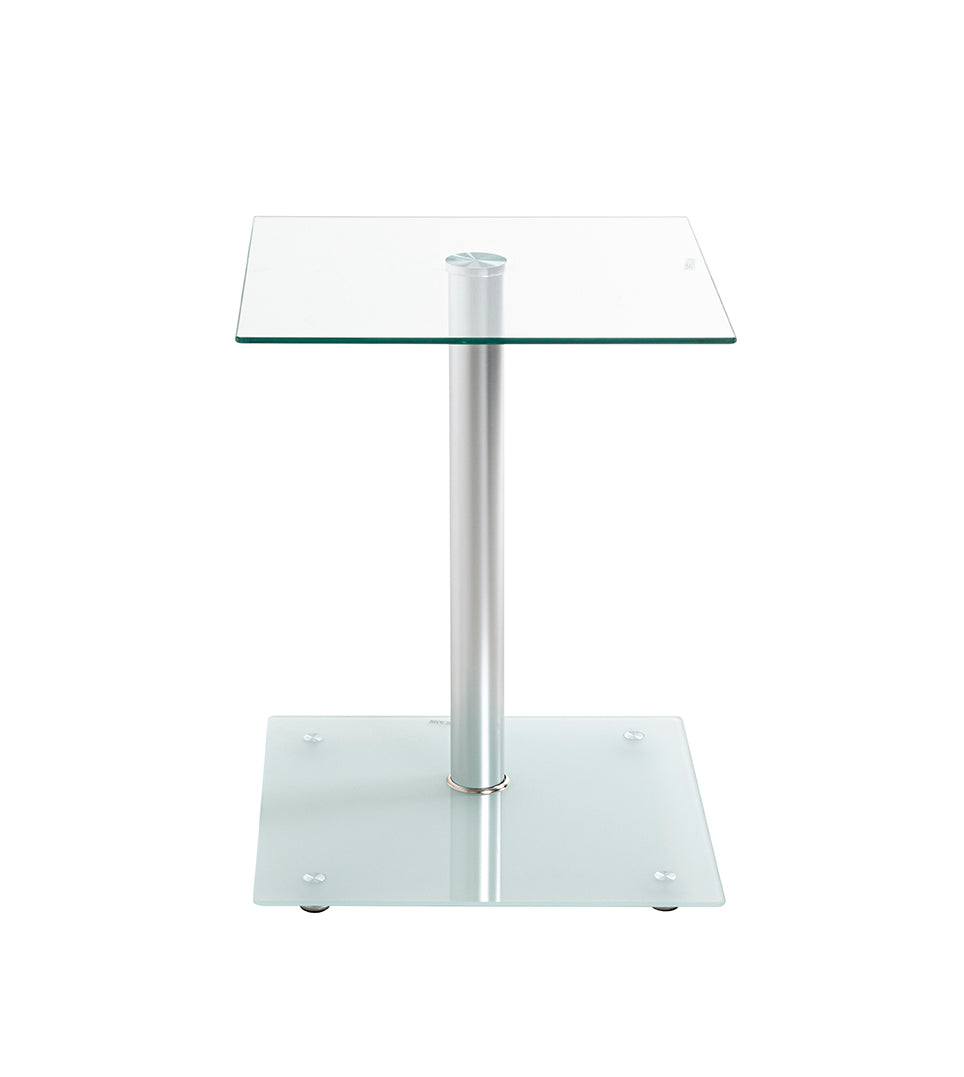HAKU Möbel Beistelltisch aus Metall mit Glas 40 x 40 x 52 cm in Alu, Satiniert