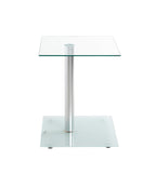 HAKU Möbel Beistelltisch aus Metall mit Glas 40 x 40 x 52 cm in Alu, Satiniert