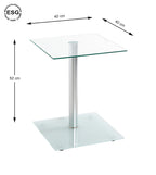 HAKU Möbel Beistelltisch aus Metall mit Glas 40 x 40 x 52 cm in Alu, Satiniert