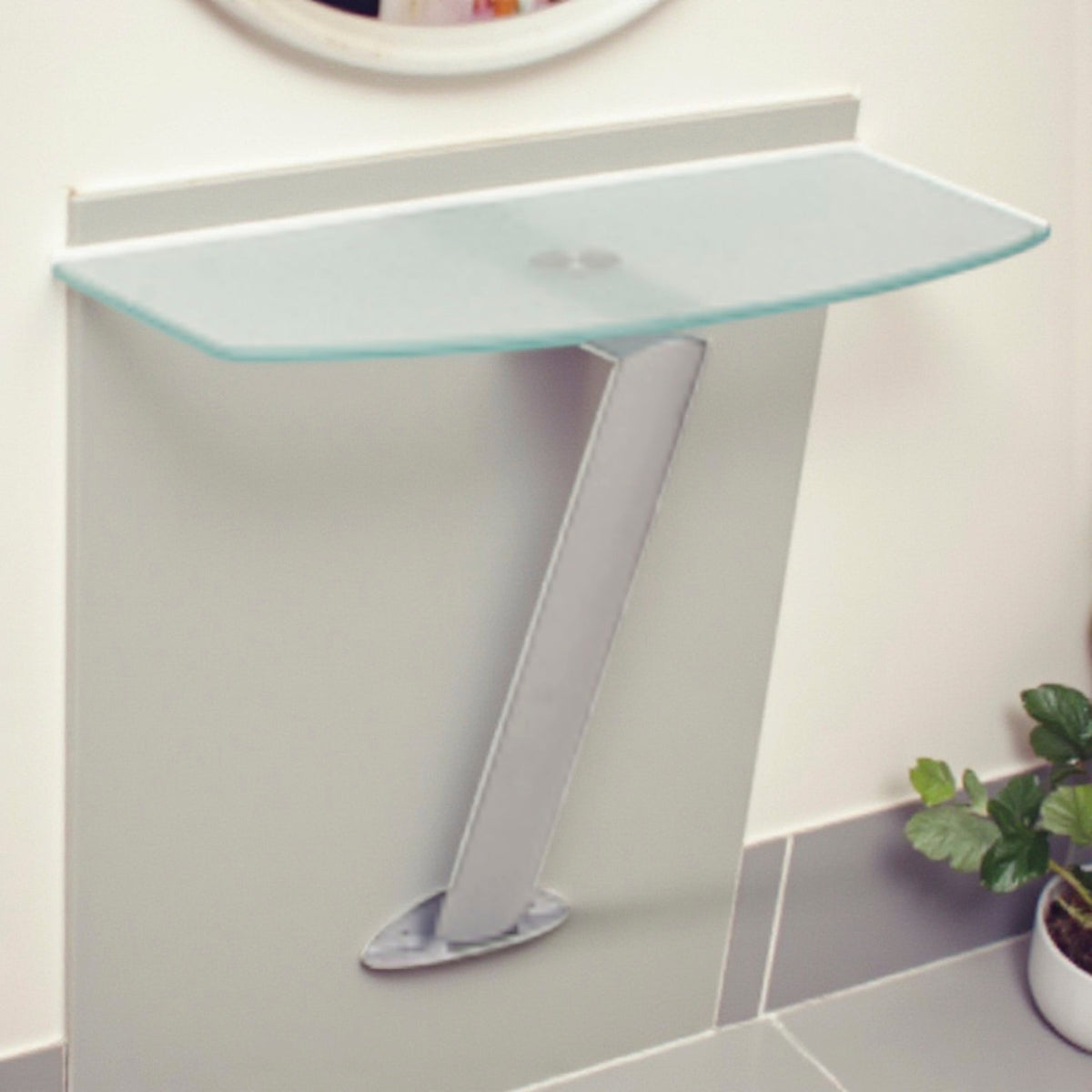 HAKU Möbel Wandkonsole aus Metall mit Glas in Grau