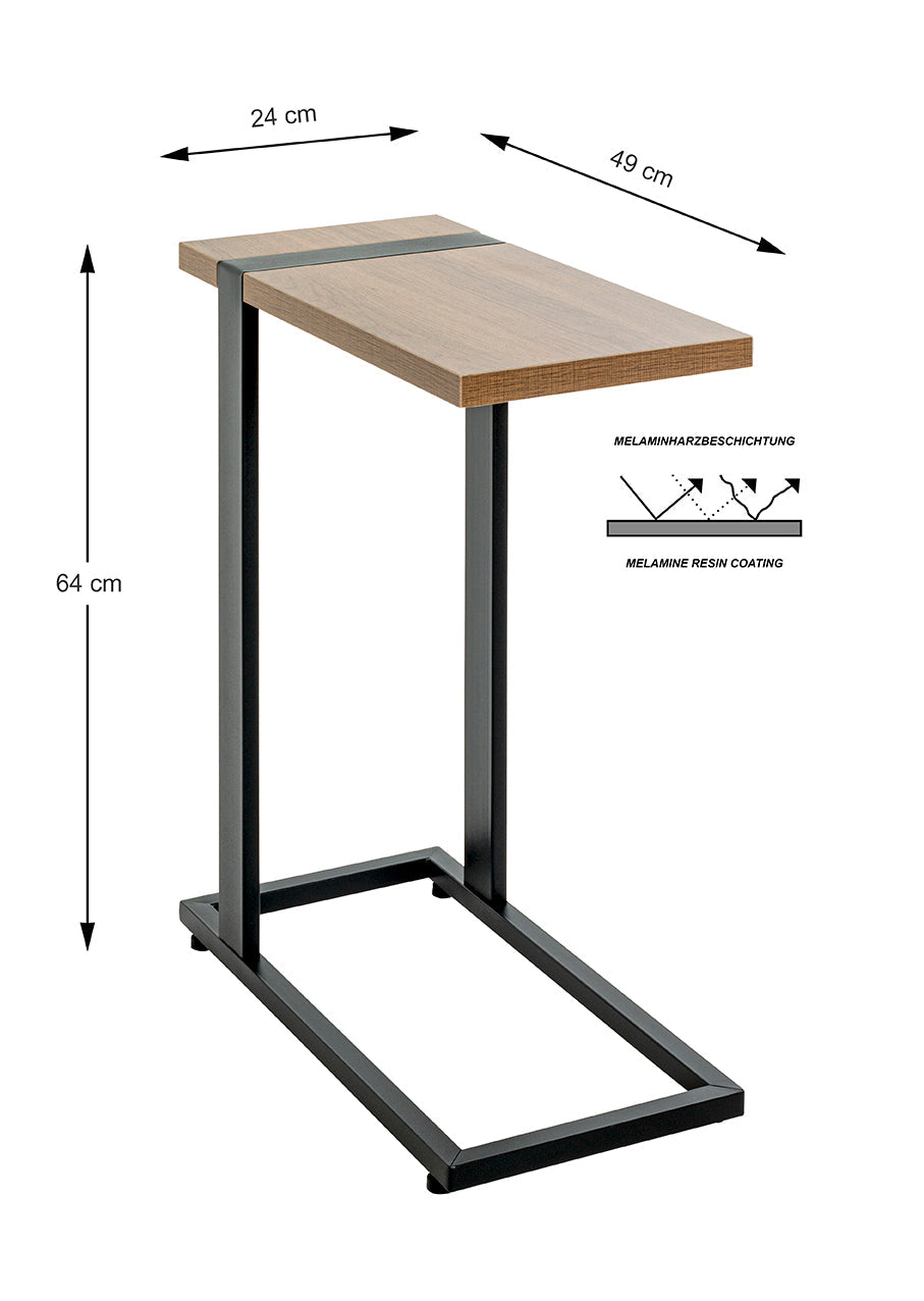 HAKU Möbel Beistelltisch aus Holzwerkstoff kratzbeständig in Braun 24 x 49 x 64 cm in Eiche, Schwarz