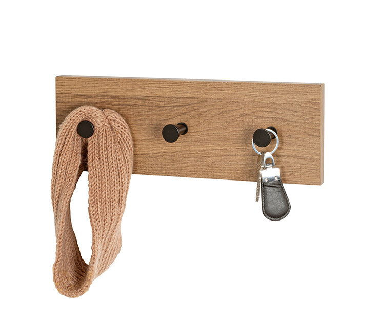 HAKU Möbel Garderobenleiste aus MDF kratzbeständig in Braun B 35-60 cm H 12 cm, 35 x 5 cm, H 12 cm in Eiche, Schwarz